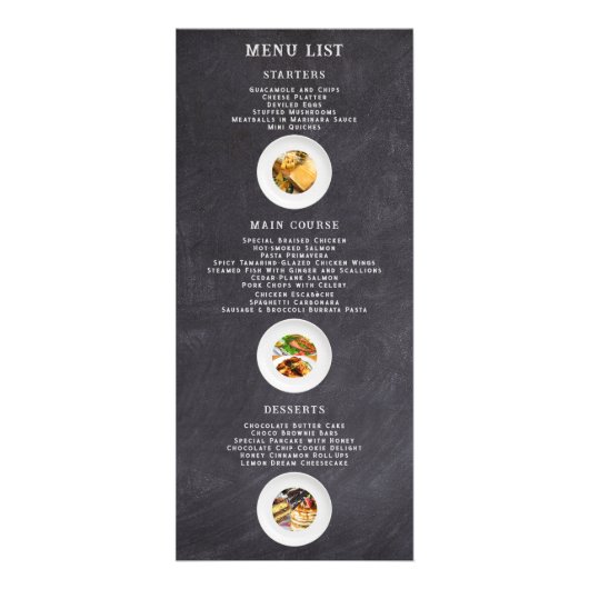 おしゃれな黒板メニューと食べ物の写真 ラックカード (正面)