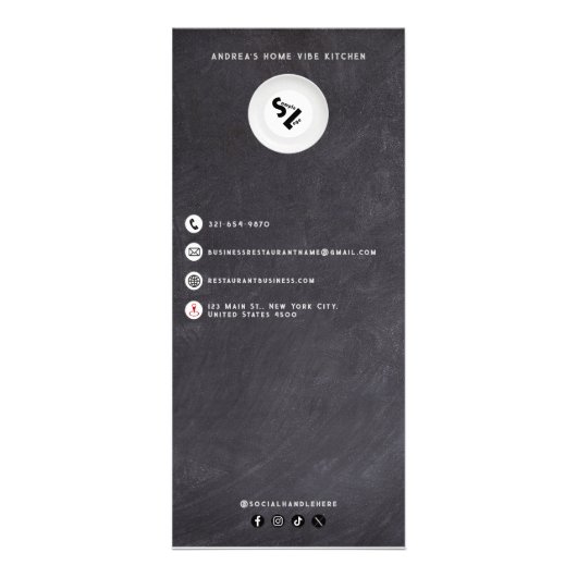 おしゃれな黒板メニューと食べ物の写真 ラックカード (裏面)