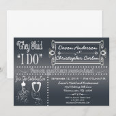 おしゃれな黒板招待状 人気の高い黒板タイポグラフィーの結婚式後、受付招待状 招待状 (正面/裏面)