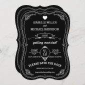 おしゃれな黒板 ヴィンテージ ブラケット 保存日付 セーブザデート (正面/裏面)