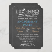 おしゃれな黒板 I DO BBQ 婚約パーティーの招待状 招待状 (正面/裏面)