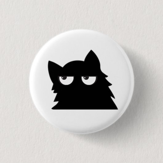 おしゃれな黒猫のデザインフィギュア Funny Minimal Cat Design 缶バッジ (正面)
