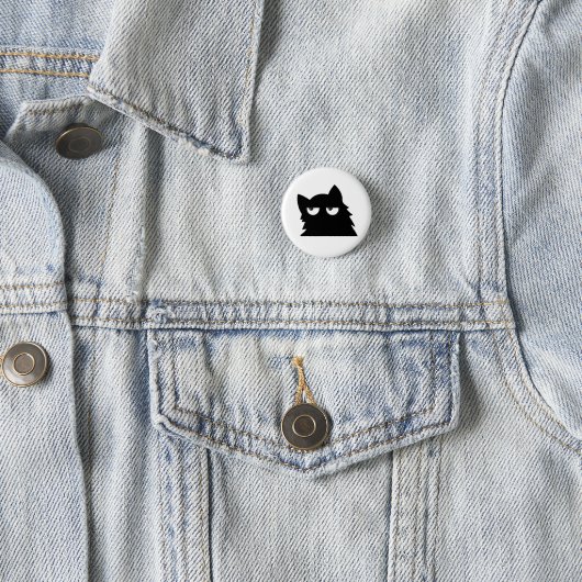 おしゃれな黒猫のデザインフィギュア Funny Minimal Cat Design 缶バッジ (インサイチュ)