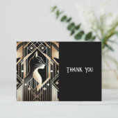 おしゃれな黒猫アブストラクト感謝カード サンキューカード (スタンド正面)