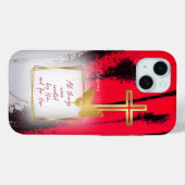 おしゃれな黒 赤 白 ゴールドのクロス バタフライ Case-Mate iPhoneケース (裏面 (横))