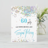 *～* おしゃれな６０歳の誕生日！白い輝くパーティー 招待状 (スタンド正面)