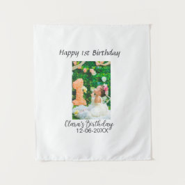 おしゃれな1歳誕生日写真 タペストリー