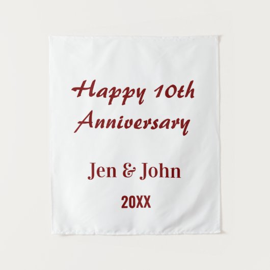 おしゃれな10周年結婚記念日の名前 タペストリー (正面)