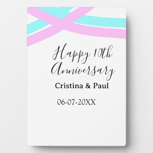 おしゃれな10周年結婚記念日デザイン フォトプラーク (正面)
