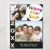 おしゃれな2枚の写真でハッピーニューイヤーをカスタマイズ シーズンカード (正面)