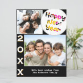 おしゃれな2枚の写真でハッピーニューイヤーをカスタマイズ シーズンカード (スタンド正面)