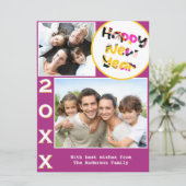 おしゃれな2枚の写真 ピンクの新年おめでとう シーズンカード (スタンド正面)