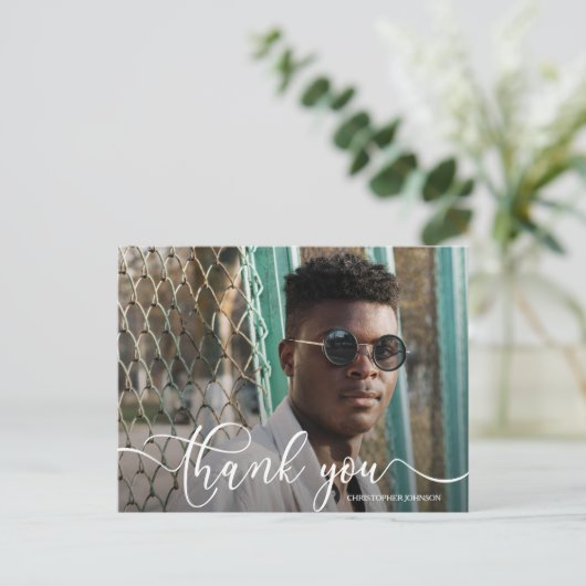 おしゃれな2枚組写真 卒業感謝カード ポストカード (スタンド正面)