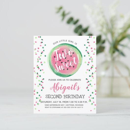 おしゃれな2歳の誕生日招待状 スイートセカンド (スタンド正面)