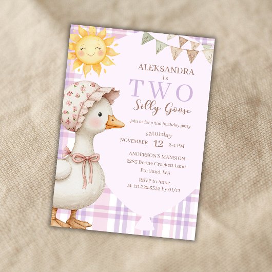 おしゃれな2羽のアホウドリの女の子の2歳の誕生日パーティー 招待状