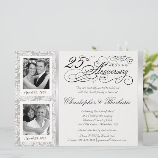 おしゃれな25周年招待状 - 当時と現在 招待状 (スタンド正面)
