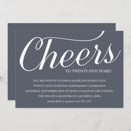 おしゃれな25周年結婚記念日パーティー招待状 招待状 (正面/裏面)
