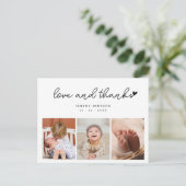 おしゃれな3枚の写真のカード 赤ちゃんのシャワー お礼メッセージ ポストカード (スタンド正面)