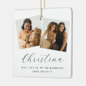 おしゃれな3枚の写真 結婚式の仲人になってくれる？記念品 セラミックオーナメント (左)