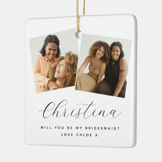 おしゃれな3枚の写真 結婚式の仲人になってくれる?記念品 セラミックオーナメント (左)