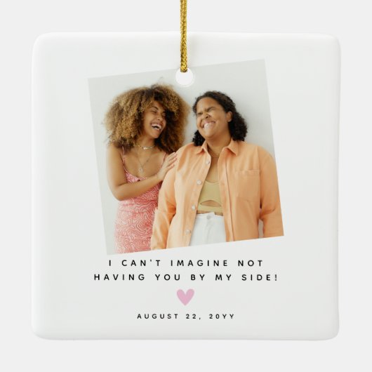 おしゃれな3枚の写真 結婚式の仲人になってくれる?記念品 セラミックオーナメント (裏面)