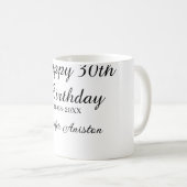 おしゃれな30歳の誕生日 名前と日付入り シンプルなデザイン コーヒーマグカップ (正面右)