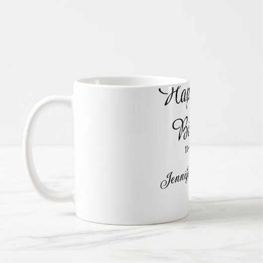おしゃれな30歳の誕生日 名前と日付入り シンプルなデザイン コーヒーマグカップ (左)