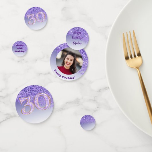 おしゃれな30歳の誕生日 紫のラメ入りコンフェティ コンフェッティ (グループ)
