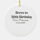 おしゃれな30歳誕生日名前の日男性シンプル セラミックオーナメント (裏面)