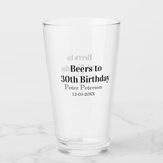おしゃれな30歳誕生日名前の日男性シンプル タンブラーグラス (正面)