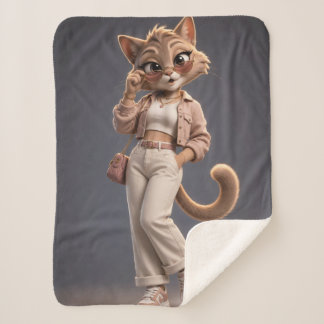 おしゃれな3Dアニメーションの猫のキャラクターデザイン シェルパブランケット