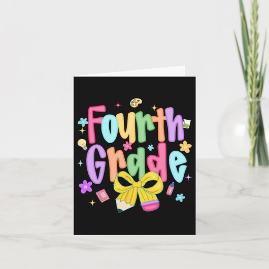 おしゃれな4年生の新学期初日グッズ カード (正面)