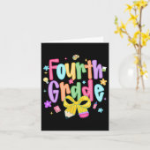 おしゃれな4年生の新学期初日 カード (黄色い花)