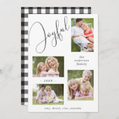 おしゃれな4枚の写真が楽しめる、ポジティブなスクリプトのブラックカード シーズンカード (正面/裏面)