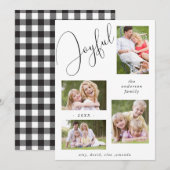 おしゃれな4枚の写真を使ったスクリプトの楽しいブラック シーズンカード (正面/裏面)