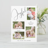 おしゃれな4枚の写真を使った喜びのスクリプト ブラックエディション シーズンカード (スタンド正面)