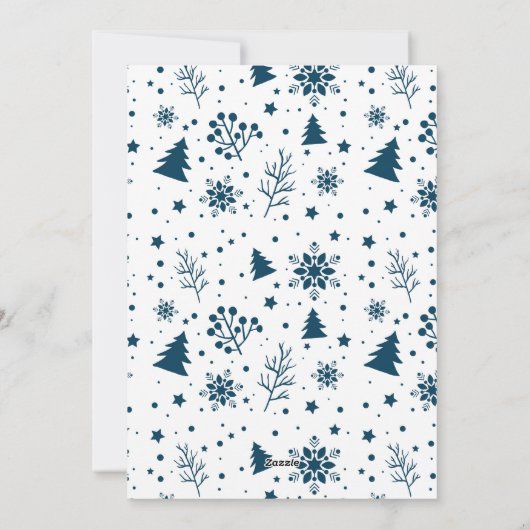 おしゃれな4枚の写真コラージュ 青いハッピー ホリデー カード (裏面)