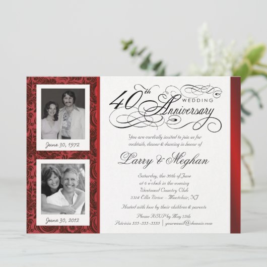 おしゃれな40周年招待状 - 当時と現在 招待状 (スタンド正面)