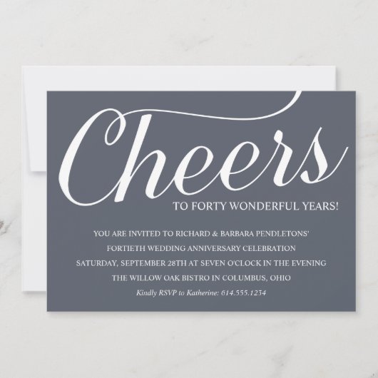 おしゃれな40周年結婚記念日パーティー招待状 招待状 (正面)