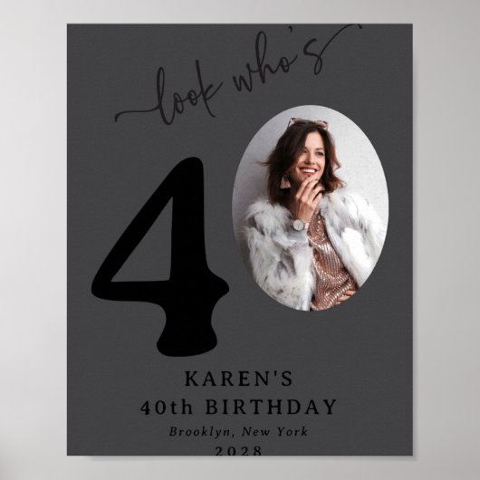 おしゃれな40歳の誕生日おめでとう Funny Look Whos 40 ポスター (正面)