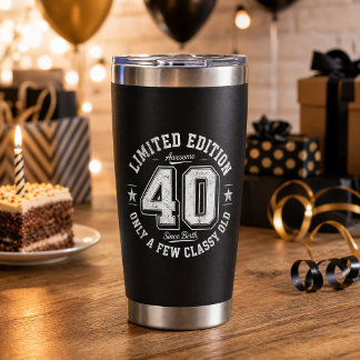 おしゃれな40歳の誕生日 ブラック 保温保冷タンブラー