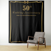 おしゃれな50周年記念ブラックとゴールドの写真背景 タペストリー (インサイチュ)