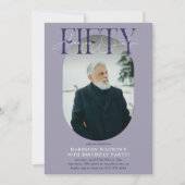 おしゃれな50歳の誕生日オーバルフォト+サイン 招待状 (正面)