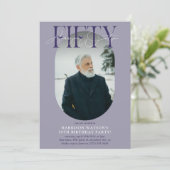 おしゃれな50歳の誕生日オーバルフォト+サイン 招待状 (スタンド正面)