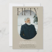 おしゃれな50歳の誕生日オーバルフォト＆サイン 招待状 (正面)