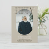 おしゃれな50歳の誕生日オーバルフォト＆サイン 招待状 (スタンド正面)