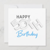 おしゃれな50歳の誕生日タイポグラフィ 招待状 (正面)