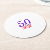 おしゃれな50歳の誕生日パーティーの飾り ラウンドペーパーコースター (アングル)