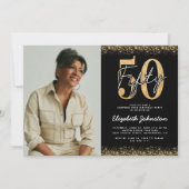 おしゃれな50歳の誕生日フォト招待状 招待状 (正面)