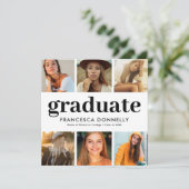 おしゃれな6枚の写真コラージュ付き 現代的な卒業式招待状 招待状 (スタンド正面)